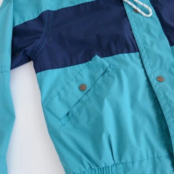 Vintage 80S American Weekend Teal And Blue Zip Up Nautical Lightweight Jacket M - Picture 11 of 15